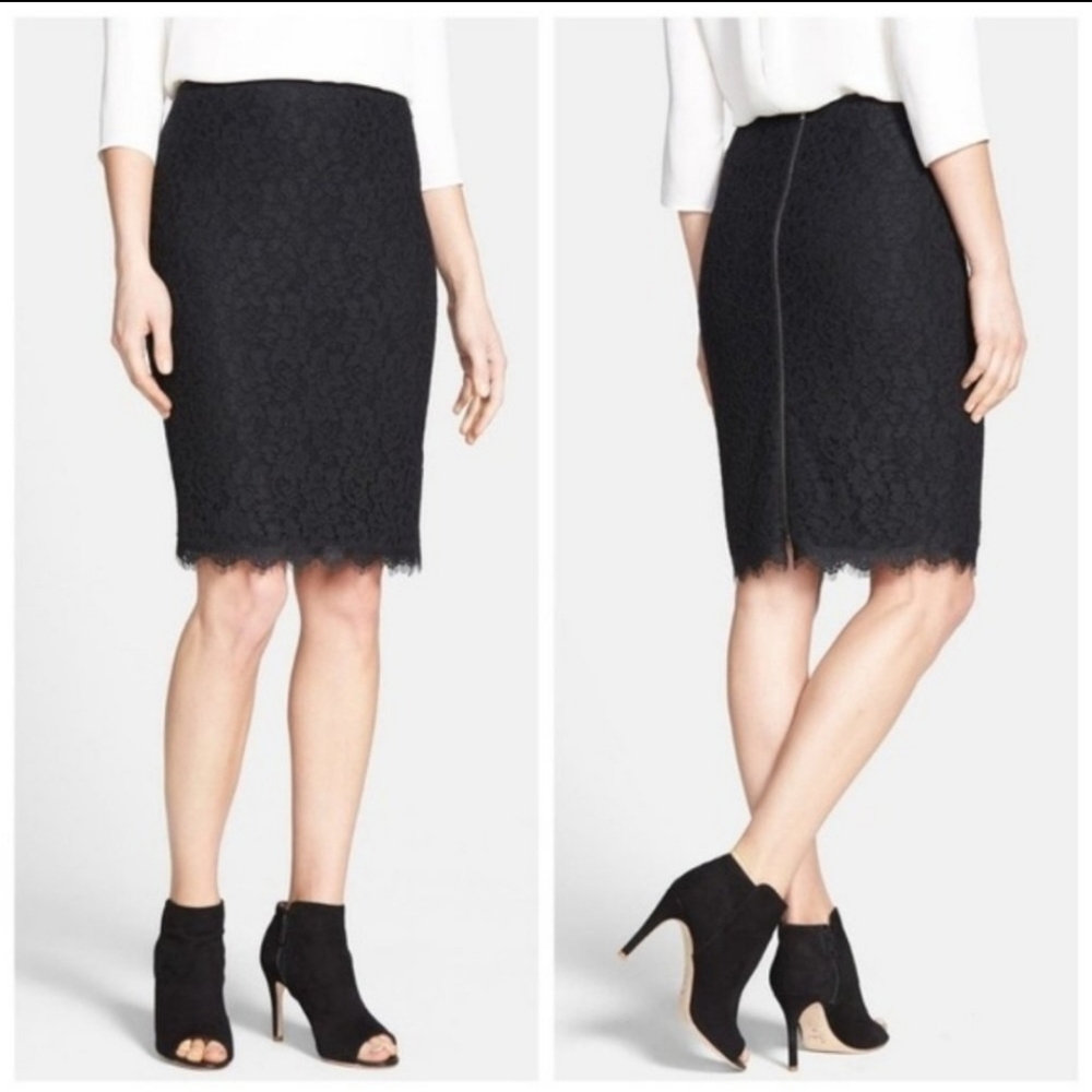 Pre-owned Diane Von Furstenberg Scotia Lace Skirt, Size 0, Black